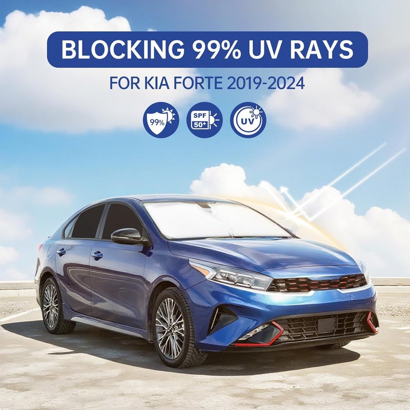 FSHAANY'S Car Window Shades for Kia Forte 2019-2024, Full Car Window Covers for Privacy, Sunshades for Forte Front Rear Windshield Side Windows to Block UV and Protect Privacy(6pcs) - Image 2